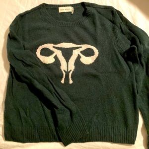 Rachel Antonoff forest green “uterus” sweater